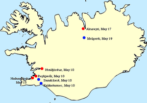 Первоначальными британскими целями было уничтожить все возможные места высадки воздушного десанта (синие точки) и занять все важнейшие порты (красные точки).