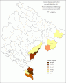 Расселение албанцев по муниципалитетам, %, 1953.