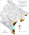 Расселение албанцев по муниципалитетам, %, 1961, перепись.