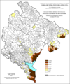 Расселение албанцев по муниципалитетам, %, 1971, перепись.