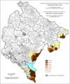 Расселение албанцев по муниципалитетам, %, 1991, перепись.