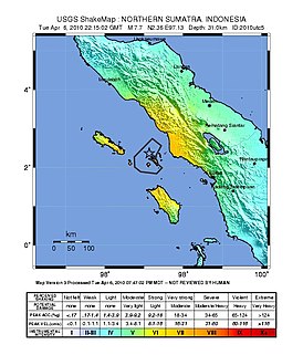 Эпицентр землетрясения в Северной Суматре 6 апреля 2010 года (Снимок USGS)