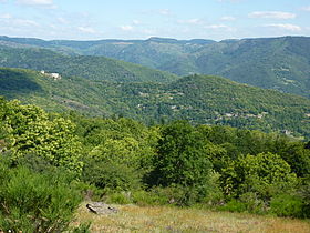 Панорама Севенн в районе коммун Saint-Jean-du-Gard[en] и Florac[en].