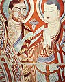 Возможно тохарский[5] или согдийский[3] монах (слева) с буддийским монахом (справа)