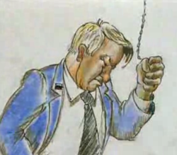 Кадр из мультфильма (Борис Ельцин смывает в унитаз своих политических оппонентов)