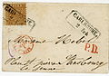 Конверт с маркой номиналом 9 крейцеров, погашенной в Карлсруэ в 1864 г., отправленный в Страсбург.