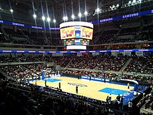 A PBA basketball game at the Mall of Asia Arena.