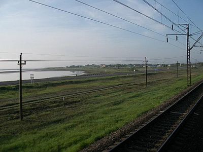 Ж/д и автодорога, озеро Соколовское
