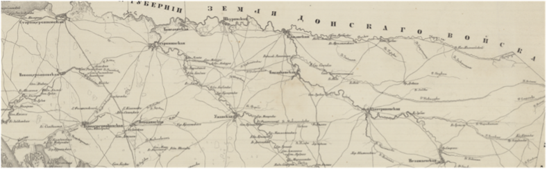 Екатериновская станица на карте 1857 года