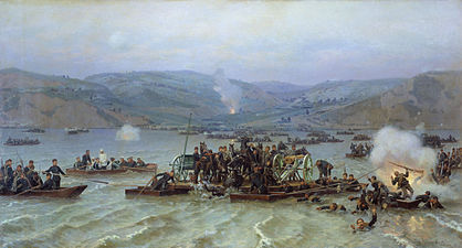 Переправа русской армии через Дунай у Зимницы 15 июня 1877 года. 1883 Артиллерийский музей, Санкт-Петербург