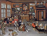 Эрцгерцоги Альбрехт VII и Изабелла посещают кабинет коллекционера. Между 1621 и 1623. Дерево, масло. Совместно с Иеронимом Франкеном Вторым. Художественный музей Уолтерса, Балтимор, США