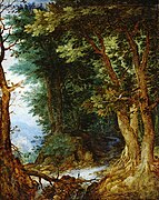 Лесной пейзаж. Между 1605 и 1610. Дерево, масло. Музей истории искусств, Вена