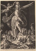 Победа мудрости над неведением. Ок. 1597 г. Резцовая гравюра на меди Э. Саделера по рисунку Б. Спрангера