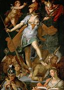 Минерва защищает науки и искусства, побеждая невежество. Ок. 1591 г. Холст, масло. Музей истории искусств, Вена