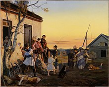 «На дворе фермы» А. А. Попов, 1855