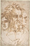 Трии мужских головы. Между 1493 и 1560. Бумага, перо, тушь. Метрополитен-музей, Нью-Йорк