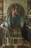 Алтарь Строцци. Мадонна на троне с Младенцем, «воином» и Иоанном Крестителем. 1499. Дерево, масло. Национальная галерея, Лондон