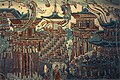 Фреска показывает стиль архитектуры династии Тан