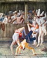 Пульчинелла и акробаты, фреска Дж.Д.Тьеполо (1797)