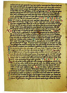 Страница из Kleine Heidelberger Liederhandschrift, написанная новоготическим (монашеским) письмом, 13 век