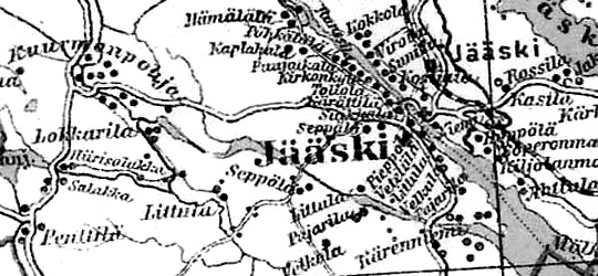 Село Яаски на финской карте 1923 года