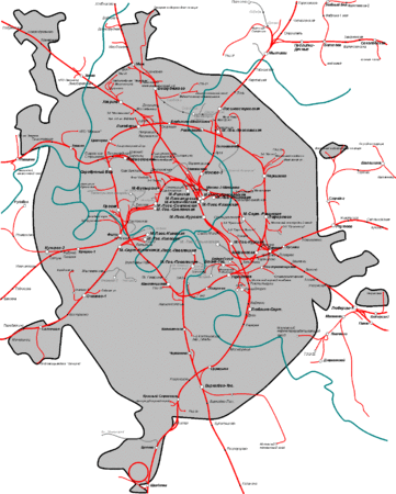 Железнодорожная сеть Москвы по состоянию на 2007 год