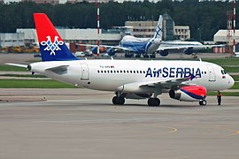 Airbus A319 Air Serbia в Шереметьеве