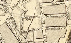 Кукуй на карте 1836 года (небольшой ручей в центре, к западу от него — река Чечёра)