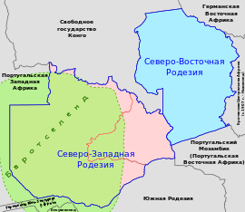 Протекторат с 1899 по 1911 год, красным показана граница до 1905 года.