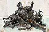 Аллегорическое изображение реки Рона. Памятник Людовику XIV, площадь Белькур, Лион
