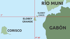 Местоположение островов Большой Элобей, Малый Элобей и Кориско
