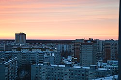 Зимнее утро: вид на микрорайоны 7А и 8А, Горки-3 (январь 2018)