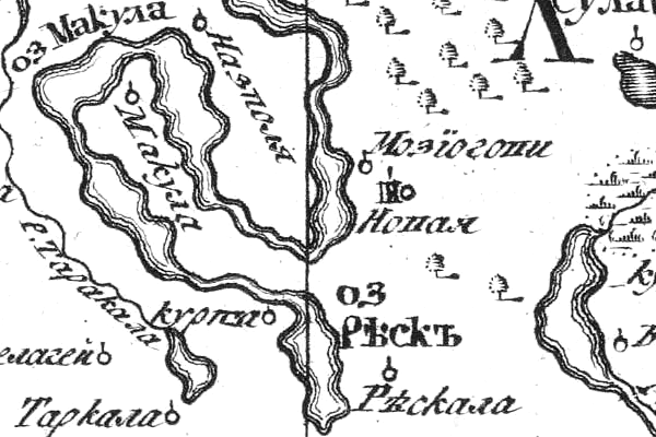 Село Новая на русской карте 1745 года