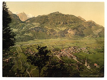 Вид на Майринген с высоты, 1890–1900 годы; фотохромное изображение