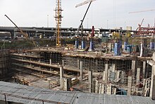 Строительство подземной части комплекса, 2012 год.
