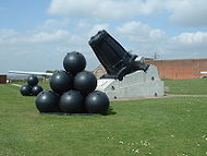 Mallet’s Mortar with 36 inch shells which would have contained 480lb (217kg) of gunpowder