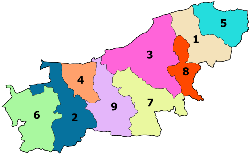 Расположение округов на карте вилайета.