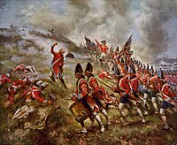 Английские гренадеры в атаке, сражение при Банкер-Хилле 1775 года.