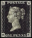 Первая марка «Чёрный пенни», Англия (1840)