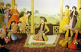 Шах Сулейман I и его придворные, Исфахан, 1670. Работа Али-Кули Джаббадара.
