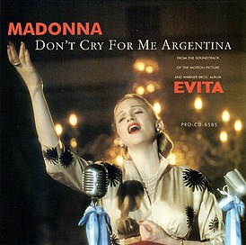 Обложка сингла Мадонны «Don’t Cry for Me Argentina» (1996)