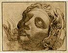 Голова скульптуры «Ночь» Микеланджело. 1544—1592. Бумага, перо, коричневые чернила. Британский музей, Лондон