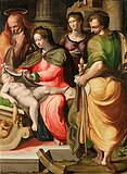 Святое семейство со Святой Екатериной Александрийской и Святым Павлом. Ранее 1583. Дерево, масло. Частное собрание