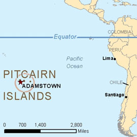 Острова Питкэрн на карте мира