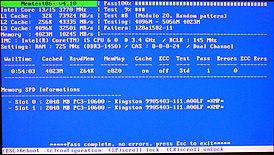 Скриншот программы Memtest86+