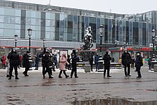 Полицейское оцепление Комсомольской площади в Москве