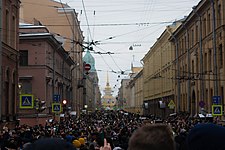 Протестующие на Гороховой улице в Санкт-Петербурге