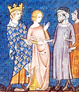 Брак Ролло и Гизелы (фрагмент миниатюры XIV века)