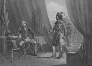 Вождь верхних криков Уильям Уизерфорд и генерал Эндрю Джексон после битвы у Подковной излучины