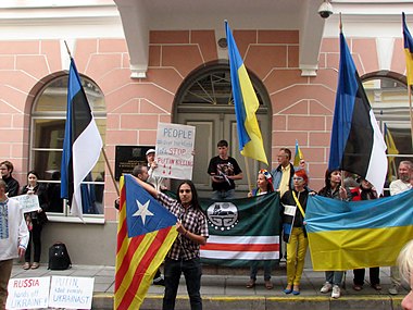 Пикет в поддержку Украины перед российским посольством 23 августа 2014 года